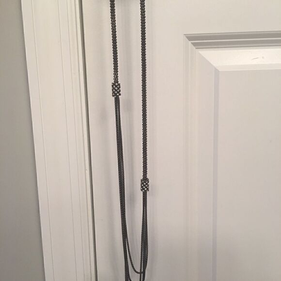 Eggplant chain and crystal necklace - Picture 1 of 5